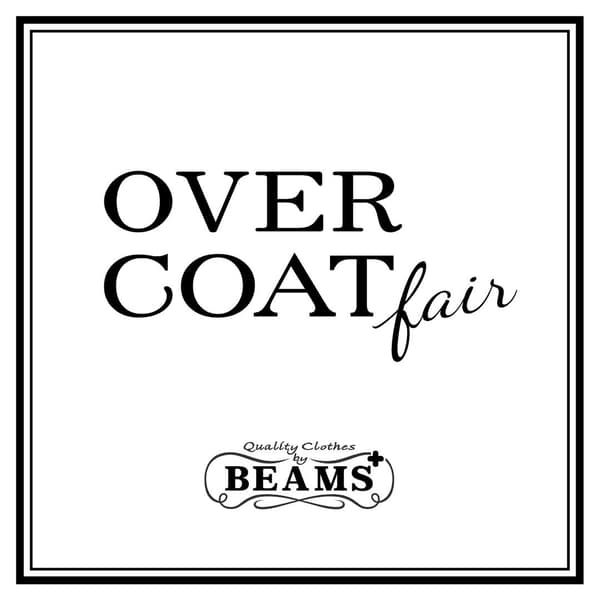 Gráfico de la feria de OVER COAT con el logotipo de BEAMS PLUS