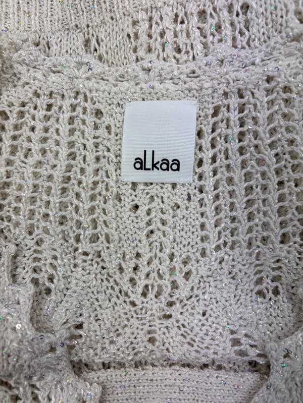 Sequin Accents Openwork OP Knit