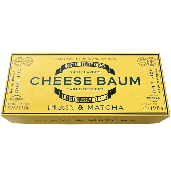 Cheese Baum Assort (Plain & Matcha) — 3 plain + 3 matcha, ¥1,850 (tax included)