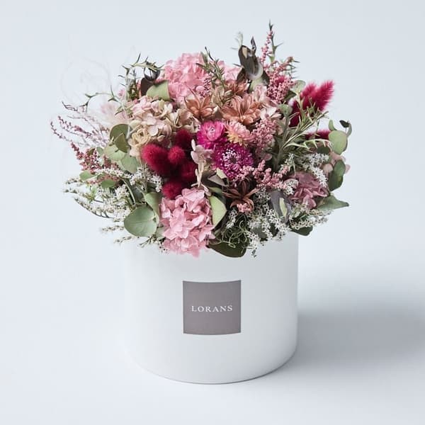 干花礼盒摆件 L — 粉红色/红色