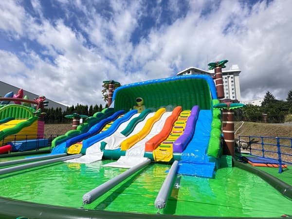 The Floating Duck Pool filled with yellow rubber ducks
