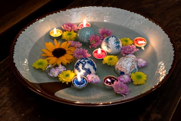 Floating candles at Ooshu Kiln