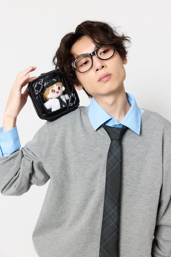 Belt Design Square Plush Pouch