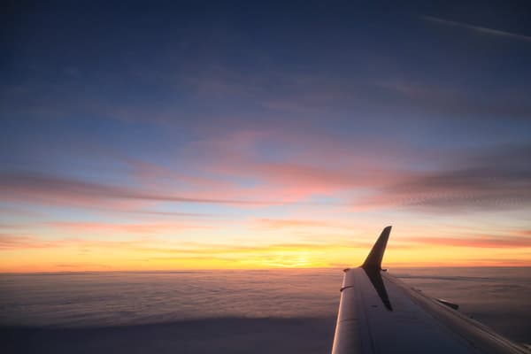 Sunset view from an aircraft window