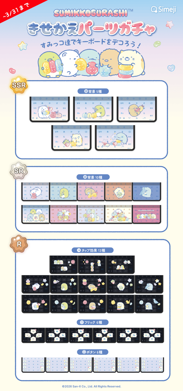 Sumikko Gurashi collaboration gacha prize list — 40 parts in total