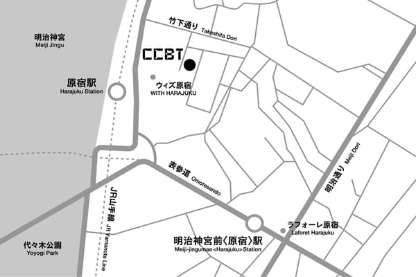 顯示 CCBT 鄰近原宿站位置的地圖