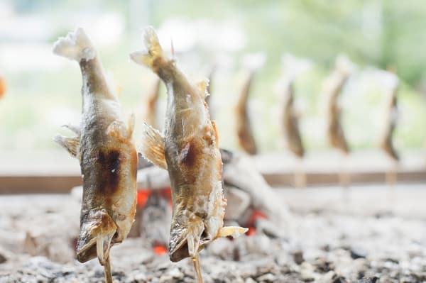 Salt-grilled ayu, available as an optional addition