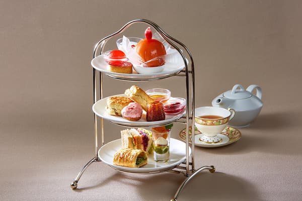 Peach Afternoon Tea Set spread