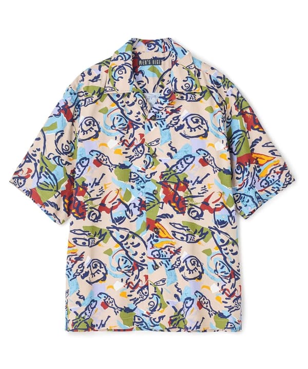 Variación 1 de la camisa aloha con estampado de archivo de MEN'S BIGI
