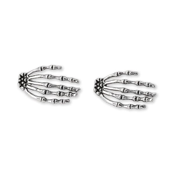 Anting berbentuk tulang dan aksesori tangan kerangka dari seri Gothcore