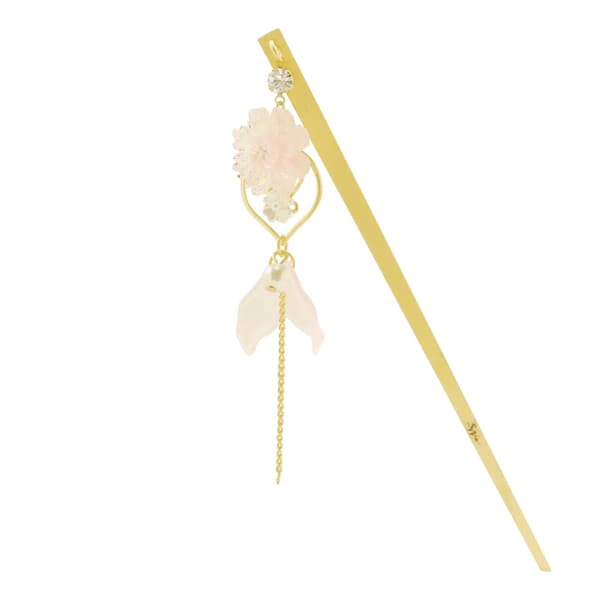 Shizuku Suiren Ippon Kanzashi in Momo