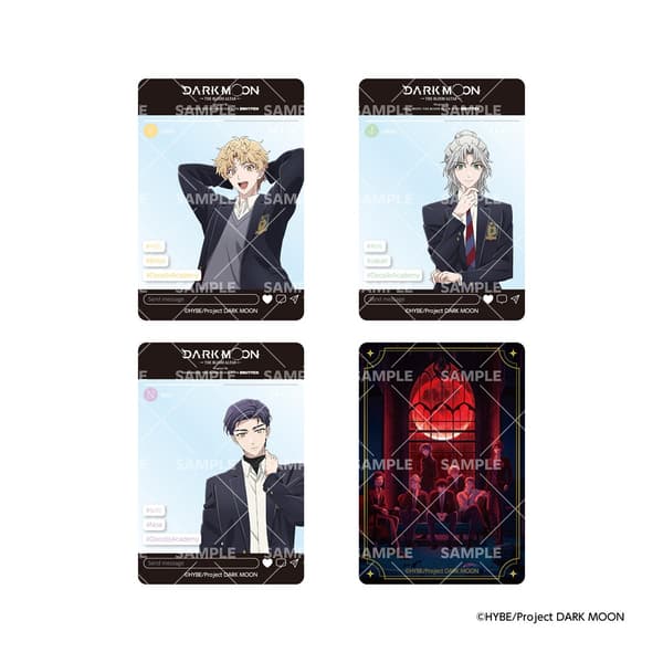 Dark Moon: The Blood Altar clear card design featuring character illustrations