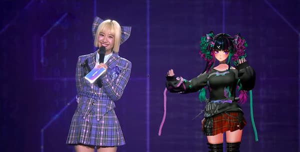 VPOP ASIA host Lulu (left) with virtual contestant Kisui