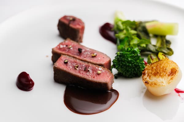 Roasted Ezo venison with Grand Veneur sauce