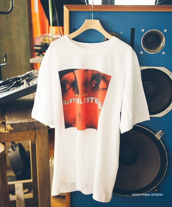 Camiseta de Primal Scream para bonjour records – frente de Beautiful Future