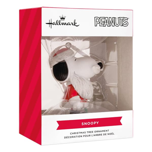 Adorno de resina de Snoopy vestido de Santa Claus