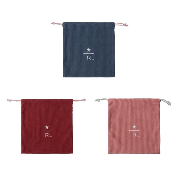 Starbucks Reserve Drawstring Pouch Corduroy Blue / Red / Pink S