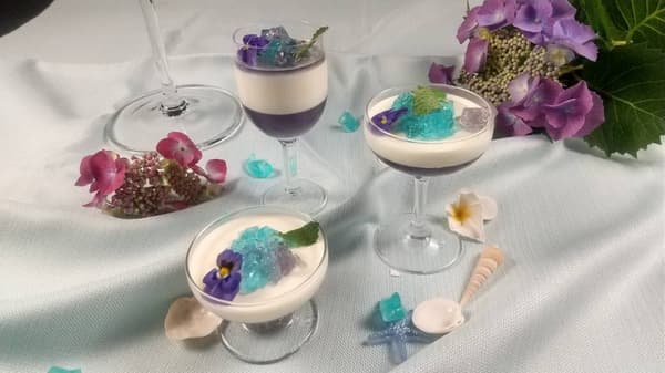 Hydrangea-inspired dessert (example)