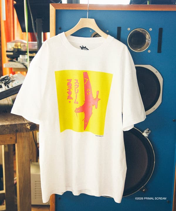 Camiseta de Primal Scream para bonjour records – frente del sencillo Riot City Blues