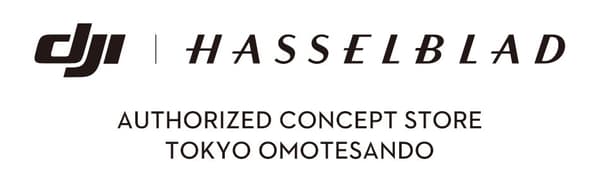 DJI | HASSELBLAD 標誌及 AUTHORIZED CONCEPT STORE TOKYO OMOTESANDO 字樣