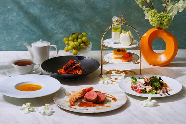 Mini Afternoon Tea Course with appetizer, main dish, and afternoon tea sweets