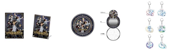 Acrylic panel and memo can merchandise at That Certain Age Attack on Titan Cafe