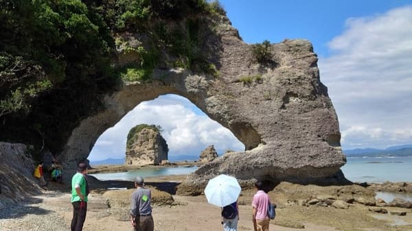Rock formations and cliffs along the Nanki-Shirahama Geopark walk