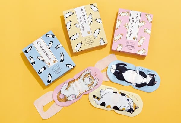 带有三种猫咪设计的暖暖蒸汽眼罩