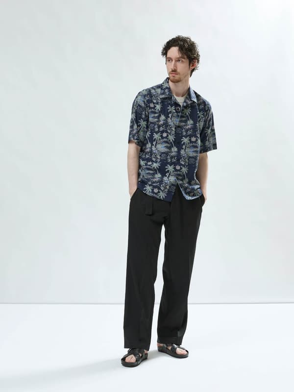 Camisa aloha de MEN'S BIGI en azul marino