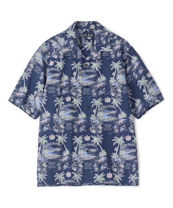 Variación 3 de la camisa aloha con estampado de archivo de MEN'S BIGI