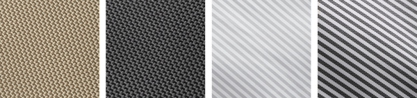 Greige and black colorways alongside the stripe lining (left to right)