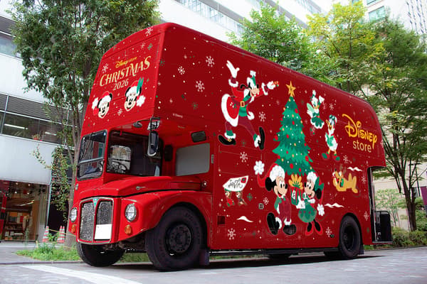 Special Christmas wrapped bus decorated with Disney character art