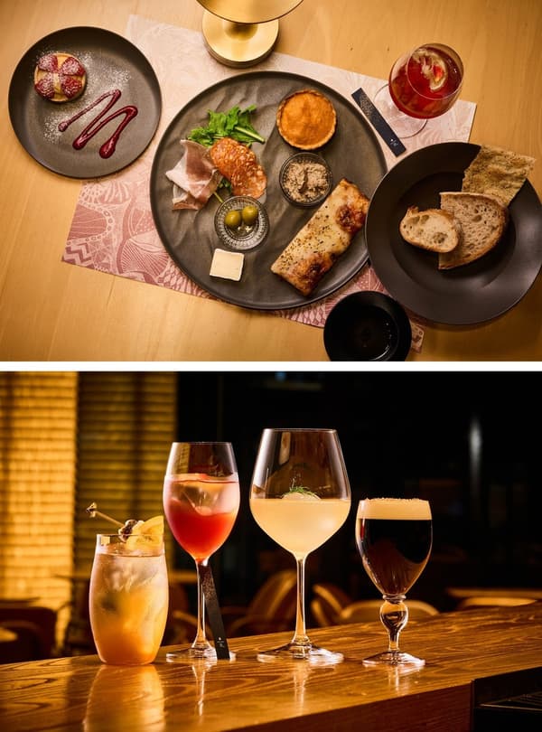 Antipasto plate and cocktails at the Arriviamo™ Bar