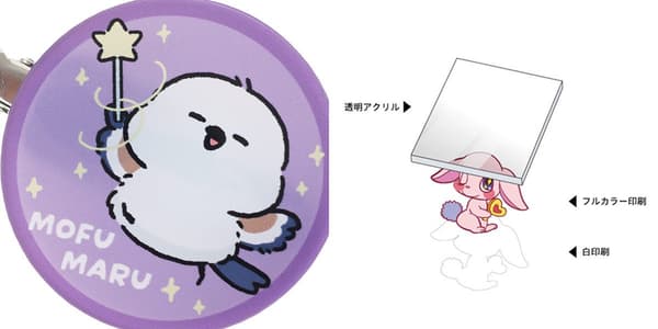 왼쪽: 풀컬러 UV 잉크젯 인쇄 / 오른쪽: 아크릴 뒷면에 적용된 인쇄