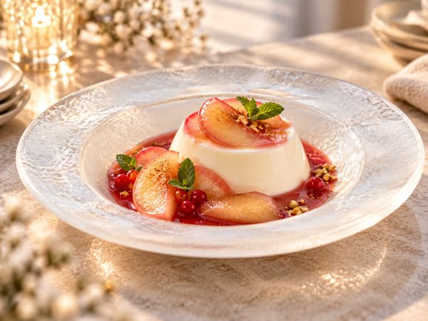 Uemura Farm milk panna cotta with Nara-grown apple compote