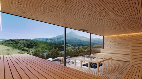 Thermal spa outdoor relaxation area