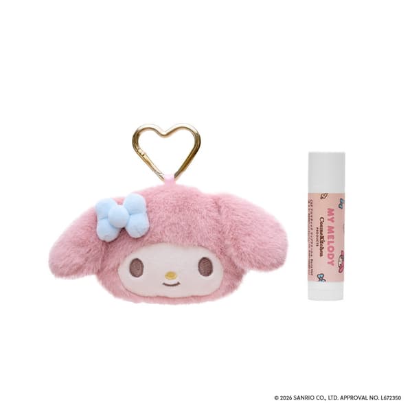 Set casing krim bibir aromatik My Melody dan Kuromi dengan gantungan boneka