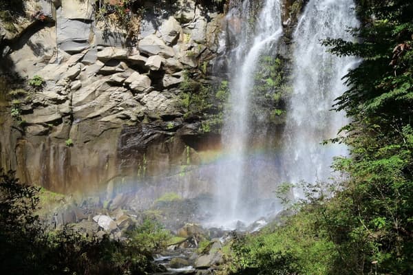 Rainbow over Ashiribetsu Falls, visible only in early mornings in October (Mountain Stream Zone)