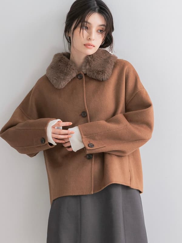 URBAN RESEARCH ROSSO 雙向毛領雙面短大衣