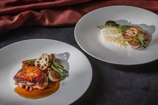 High Tea-exclusive mains: Chicken Thigh Confit and Flounder Meunière