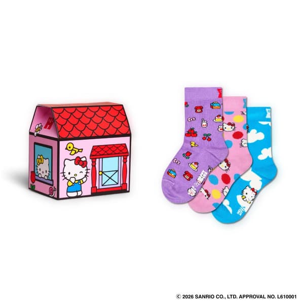 Kids 3-Pair Hello Kitty Crew Socks Gift Box