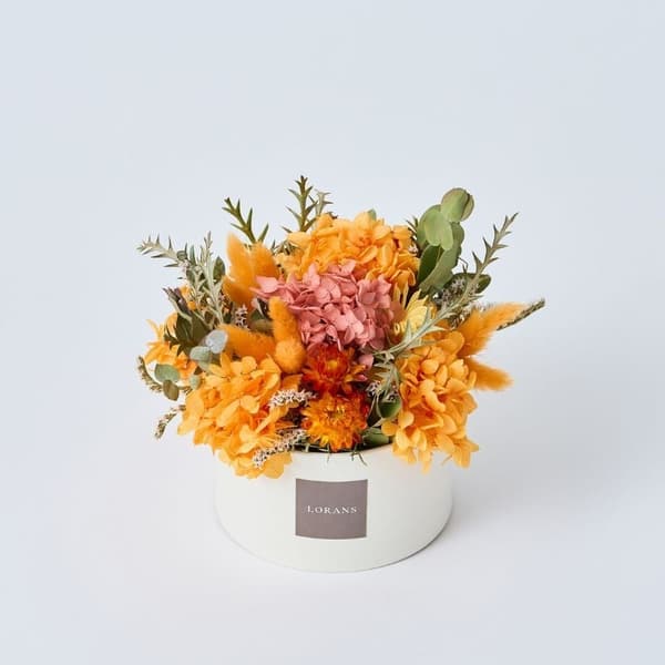 干花礼盒摆件 M — 橙色/黄色