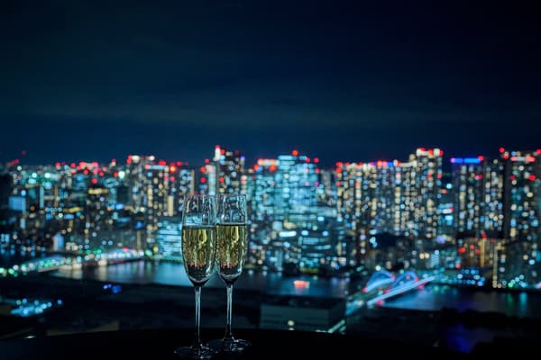 座位选择还包括如散落的宝石般的东京海滨区景色