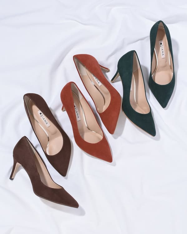 Deep-toned suede pumps