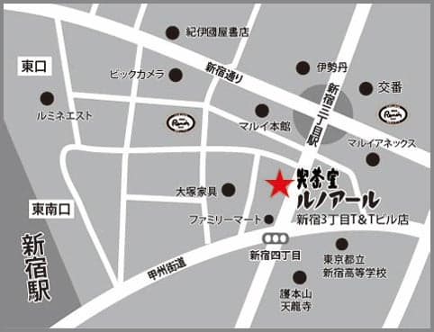 Peta lokasi Kissashitsu Renoir Shinjuku 3-chome T&T Building