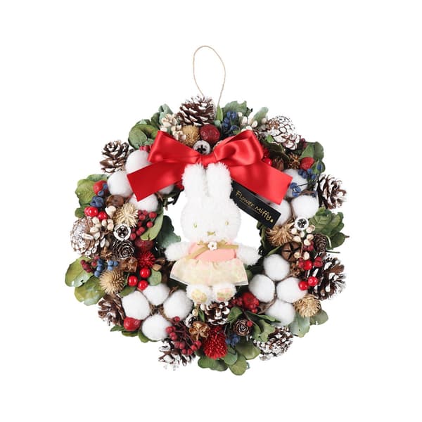 Christmas wreath with Fluffy Mascot, natural