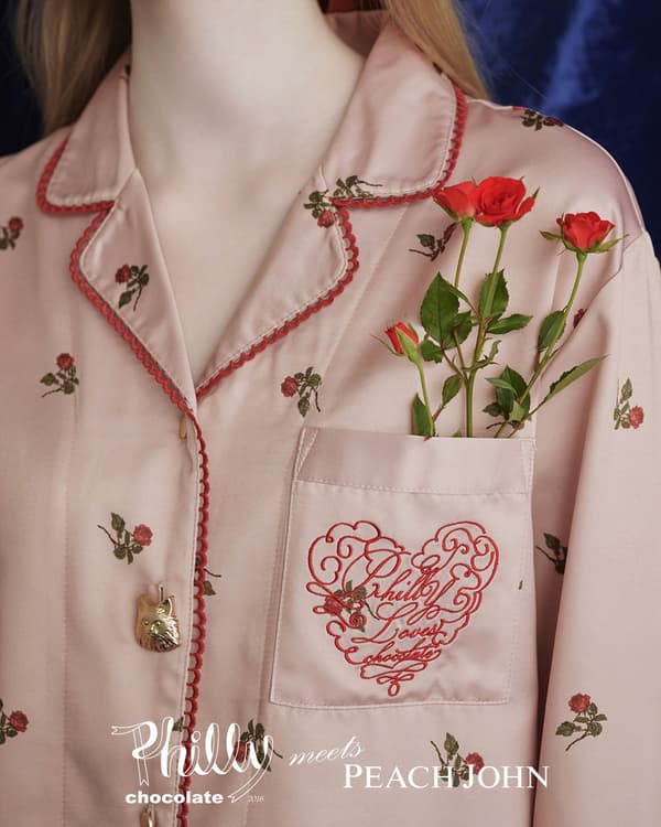 磨毛缎面印花衬衫睡衣细节