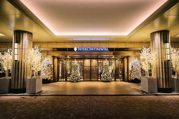 The hotel interior takes on its Christmas look