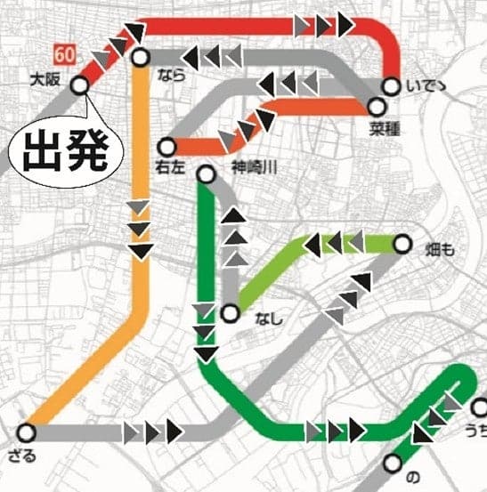 展示路线图艺术的装饰板，汉字勾勒出《铁道唱歌》的歌词