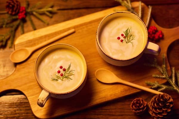 Soup made with milk and root vegetables